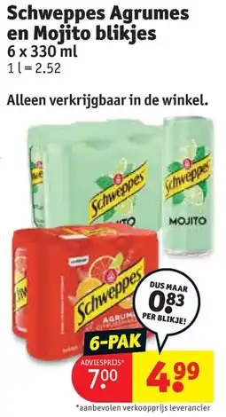 Kruidvat Schweppes Agrumes en Mojito blikjes aanbieding