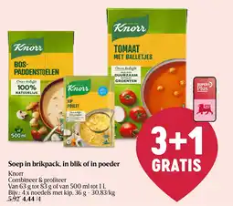 Delhaize Soep in brikpack, in blik of in poeder aanbieding