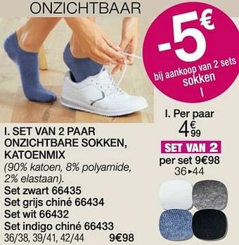 Damart Set van 2 paar onzichtbare sokken katoenmix aanbieding