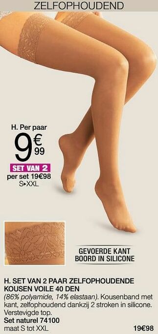 Damart Set van 2 paar zelfophoudende kousen voile 40 den aanbieding