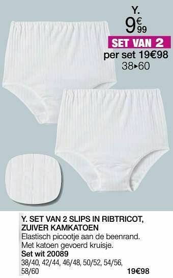 Damart Set van 2 slips in ribtricot zuiver kamkatoen aanbieding