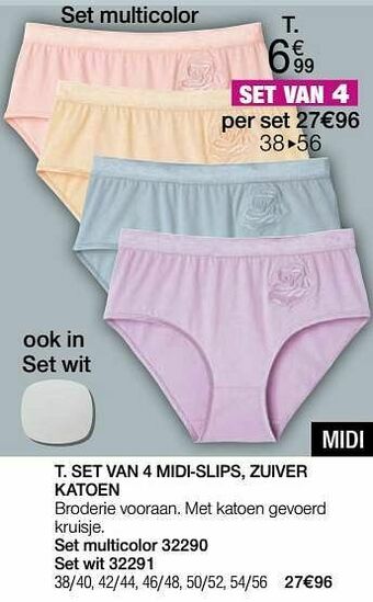 Damart Set van 4 midi-slips zuiver katoen aanbieding