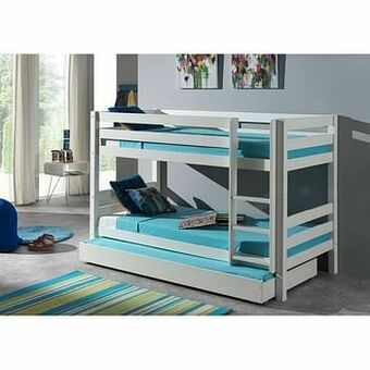 Leen Bakker Vipack stapelbed Pino met onderbed - wit - 140x103x208 cm - Leen Bakker aanbieding
