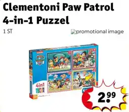 Kruidvat Clementoni paw patrol 4-in-1 puzzel aanbieding