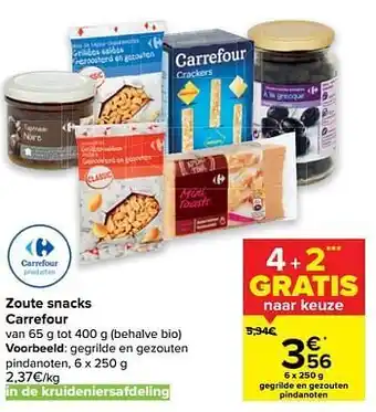Carrefour Gegrilde en gezouten pindanoten aanbieding