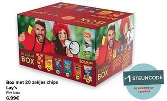 Carrefour Box met 20 zakjes chips lay`s aanbieding