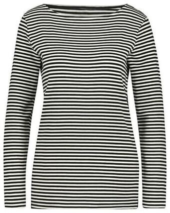 HEMA Dames T-shirt Boothals Zwart/wit (zwart/wit)