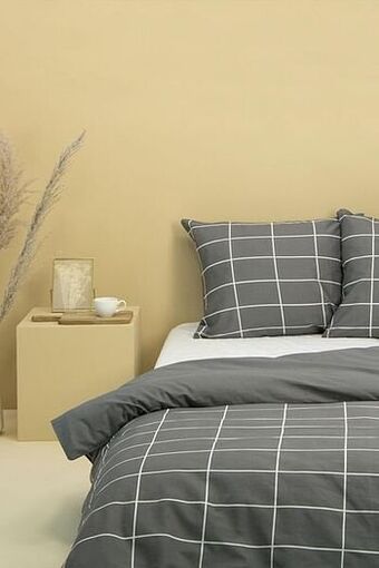 HEMA HEMA Dekbedovertrek - Katoen - Ruit Grijs (grijs) aanbieding