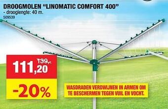 Hubo Droogmolen linomatic comfort 400 aanbieding