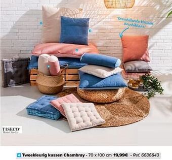 Carrefour Tweekleurig kussen chambray aanbieding