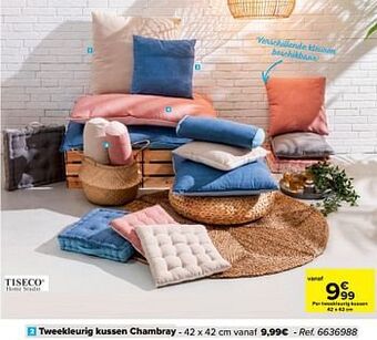Tweekleurig kussen chambray