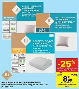 Carrefour Hoofdkussen antihuismijt aanbieding