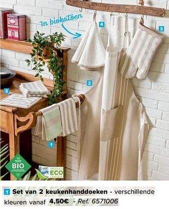 Carrefour Set van 2 keukenhanddoeken aanbieding