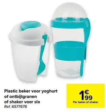 Plastic beker voor yoghurt of ontbijtgranen of shaker voor sla
