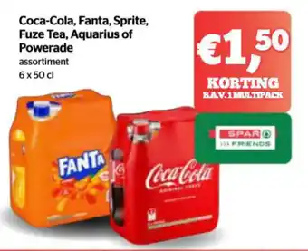 Coca-Cola, Fanta, Sprite, Fuze Tea, Aquarius of Powerade assortiment