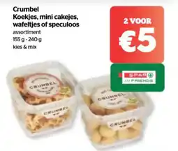 Spar Crumbel koekjes, mini cakejes, wafeltjes of speculoos assortiment aanbieding