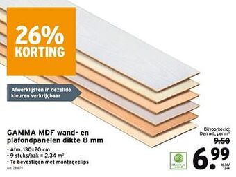 GAMMA Gamma mdf wand- en plafondpanelen aanbieding