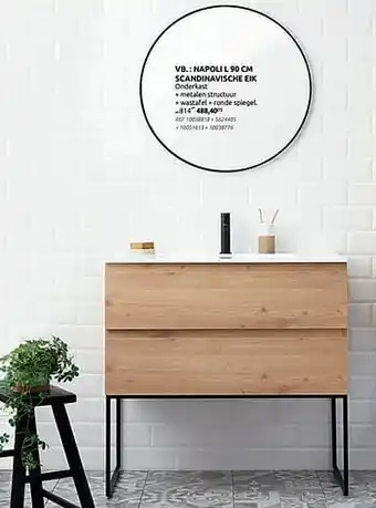 Badkamermeubel napoli l 90 cm scandinavische eik
