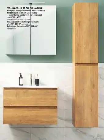 Brico Badkamermeubel napoli l 90 cm eik natuur aanbieding