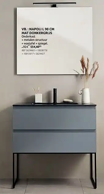 Brico Badkamermeubel napoli l 90 cm mat donkergrijs aanbieding
