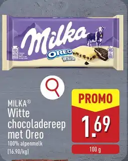 ALDI Milka Witte Chocoladereep met Oreo aanbieding