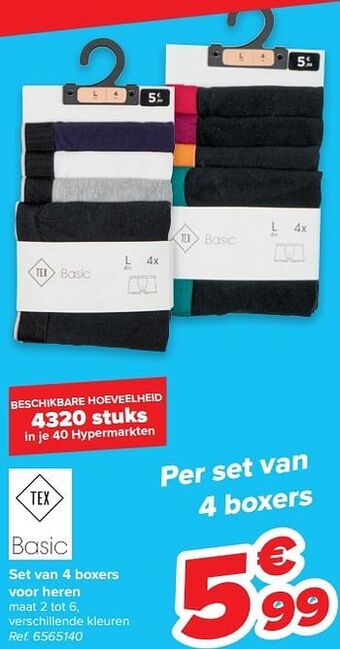 Carrefour Set van 4 boxers voor heren aanbieding