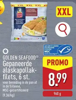 ALDI golden seafood gepaneerde alaskapollak-files aanbieding