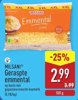 ALDI Milsani geraspte emmental aanbieding