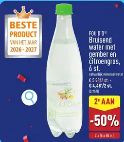 ALDI Bruisend water met gember en citroengras aanbieding