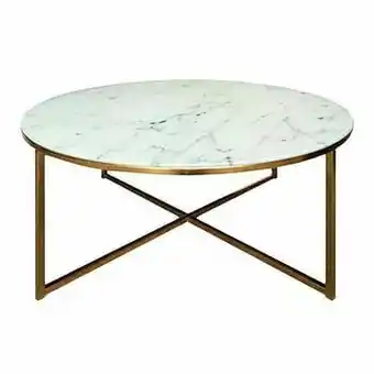 Leen Bakker Salontafel Ostana - wit/brons - Ø80x45 cm - Leen Bakker aanbieding