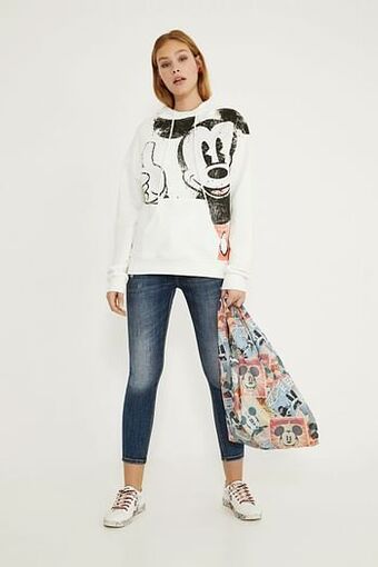 Katoenen hoodie met illustratie - WHITE - M