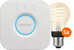 Coolblue Philips Hue Filament White Ambiance Standaard 5-Pack + Bridge aanbieding