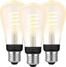 Coolblue Philips Hue Filamentlamp White Ambiance Edison E27 3-pack aanbieding