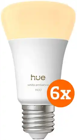 Coolblue Philips Hue White Ambiance E27 1100lm 6-pack aanbieding