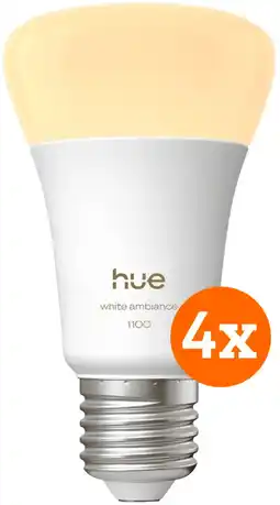 Coolblue Philips Hue White Ambiance E27 1100lm 4-pack aanbieding