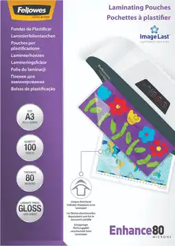 Coolblue Fellowes Pochettes de plastification Enhance 80 mic A3 (100 pièces) aanbieding