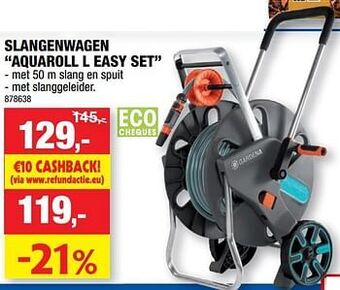 Hubo Gardena slangenwagen aquaroll l easy set aanbieding