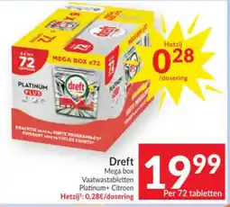 Intermarché Dreft Mega box Vaatwastabletten Platinum+ Citroen aanbieding