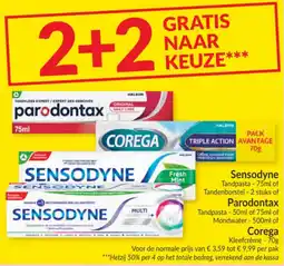 Intermarché Sensodyne, Parodontax of Corega tandpasta aanbieding