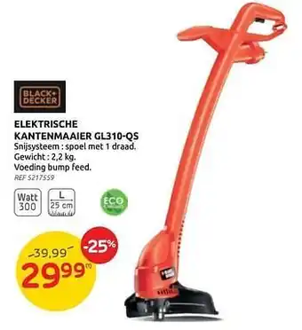 Brico Elektrische kantenmaaier gl310-qs black+decker aanbieding