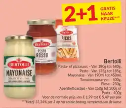 Intermarché Bertolli Pasta of pizzasaus, Pesto, mayonaise, Tomatenconserven of Aperitieftoastjes aanbieding