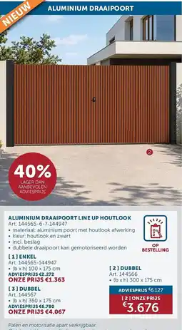 Zelfbouwmarkt Aluminium draaipoort line up houtlook aanbieding