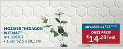 Zelfbouwmarkt Mozaiek hexagon wit mat aanbieding