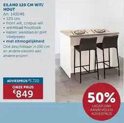 Zelfbouwmarkt Eiland 120 cm wit/hout aanbieding