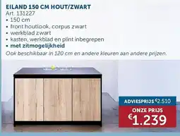 Zelfbouwmarkt Eiland 150 cm hout/zwart aanbieding