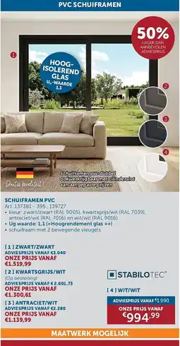 Zelfbouwmarkt Schuiframen pvc aanbieding