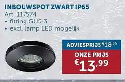 Zelfbouwmarkt Inbouwspot zwart IP65 aanbieding