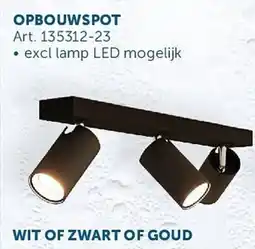 Zelfbouwmarkt Opbouwspot wit of zwart of goud 3 spots rond aanbieding