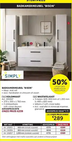 Zelfbouwmarkt Badkamermeubel bison aanbieding