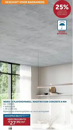 Zelfbouwmarkt wand- & plafondpaneel maestro raw concrete 8 mm aanbieding